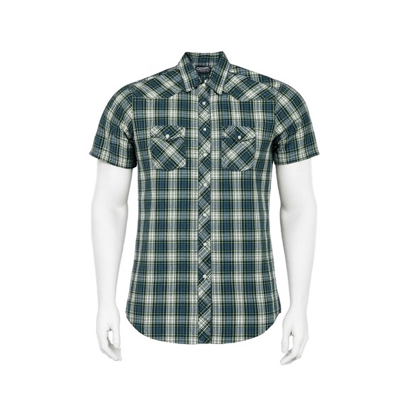 Wrangler Other - Wrangler Western Plaid Shirt Mens XL‎ Long Tails 17.5 Short Sleeve Snap Front